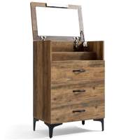 Commode modulaire à 3 tiroirs avec miroir éclairé intégré et lumières LED, design moderne, en bois