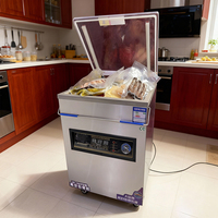 Scelleuse sous vide semi-automatique électrique 390PD à chambre unique avec coffret en bois pour fruits de mer (compatible humide/sec)