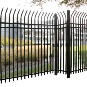 热卖钢金属花园烤架围栏，用于边界墙，带粉末涂层铝围栏弯曲顶部