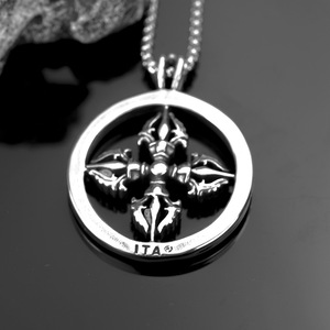 Men's Stainless Steel <b>Cross</b> Vajra Pendant Necklace Geometric Design Everyday Wear - Product Image 4