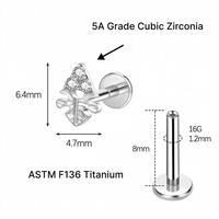 Aopo Toposh – Boucles d'oreilles labret en titane de qualité implantable, piercing hélix à filetage interne, bijoux de piercing conque pour mariages