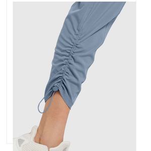 กางเกงจ็อกเกอร์ผู้หญิงผ้าถักน้ำหนักเบา ไนลอนผสมสแปนเด็กซ์ เอวยางยืดแบบรูดเชือก สำหรับออกกำลังกาย ใส่สบายในฤดูใบไม้ร่วง - Product Image 6