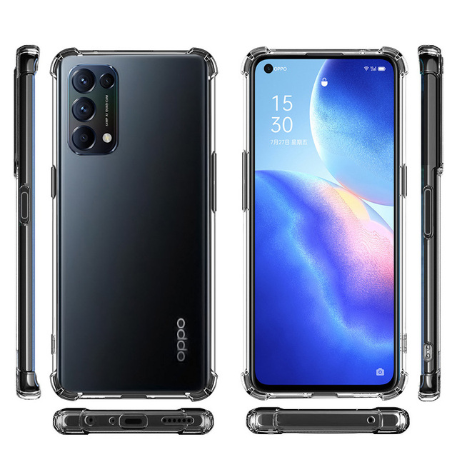 Soft TPU Silicone Flexible Thicken for Oppo Reno 5 Case 360 Degree Full Crystal Clear Shockproof Cover Phone