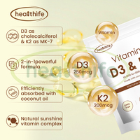 Compléments Vitaminiques OEM Vitamines D & K Complex 2 en 1 Capsules Molles Huile de Coco Vitamine D3 K2 MK7 Gélules Molles Soutien Immunitaire