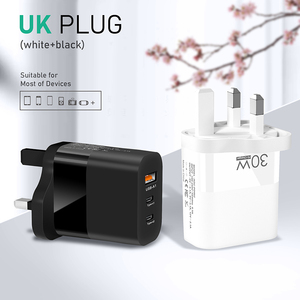 30W USB C QC3.0ชาร์จเร็ว3พอร์ตชาร์จเร็ว PD EU US ปลั๊ก UK ที่ชาร์จโทรศัพท์มือถือสำหรับ Huawei <span class=keywords><strong>InfinX</strong></span> QC3.0 PD compatibility - Product Image 5