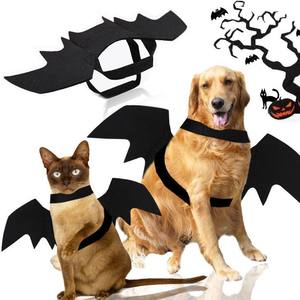 Fantasia de Halloween para Gato em Feltro Ecológico Confortável com Padrão Moderno, Asas de Morcego e Sino, Cosplay para Animais de Estimação - Product Image 2