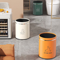 Rond Blanc Orange Dessin Animé Mode Poubelle Cuisine Salle De Bains Déchets Double Seau Intérieur Poubelle Sans Couvercle 13L 16L