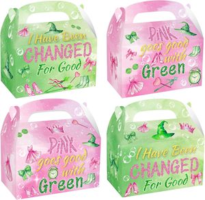 Paquete de 12 Cajas de Regalo de papel para fiesta temática de Brujas, cajas de dulces Goodie de colores verdes y rosas para decoración de suministros para fiestas de mujeres temáticas de brujas - Product Image 1