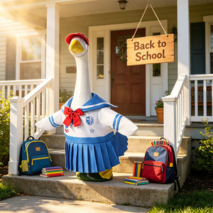 MSYO Disfraz de <span class=keywords><strong>Ganso</strong></span> para <span class=keywords><strong>el</strong></span> Porche, Estilo Uniforme Escolar, con Sombrero, para Decoración de Jardín y Porche - Product Image 2