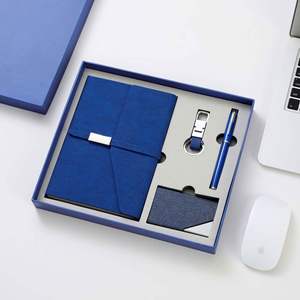 Manufacturer A5 Leather Notebook With Metal Pen Name <b>Card</b> Holder Key Ring Office Business Notebook Customized Logo Gift <b>Box</b> Set - Product Image 1