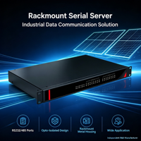 Server Serial 8-Port 1U Rackmount, RS232/485 Terisolasi 2KV, TCP/UDP Transparan & Virtual COM, Tegangan Lebar 12-48V DC