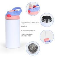 B01-0057 Amz Top Seller USA Warehouse Bouteille d'eau isotherme à sublimation vierge de 12 oz avec bouchon à clapet pour enfants et école