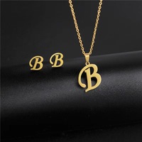 Conjunto de Joyería Personalizado con Colgante y Pendientes de Acero Inoxidable Electrochapado con 26 Letras del Alfabeto, Unisex, Color Duradero