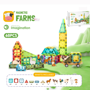 Set di <span class=keywords><strong>Piastrelle</strong></span> Magnetiche a Tema Fattoria, Blocchi Magnetici 3D Trasparenti con Figure di Animali, Regalo Educativo STEM e per il Gioco Creativo - Product Image 5