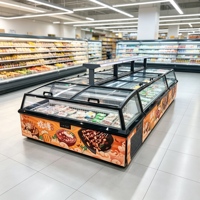 Congélateur vitrine à gelato grande taille avec îlot en verre creux, congélateur professionnel pour supermarché, îlot réfrigéré