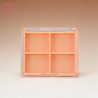 Palette à paupières rectangulaire rechargeable à 4 compartiments, couvercle transparent, nude, en ABS, pour fard à joues, illuminateur, correcteur, emballage cosmétique, logo personnalisé, OEM
