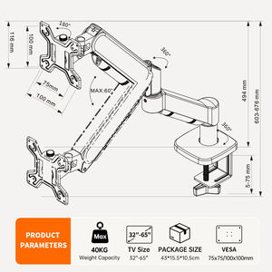 แขนจอมอนิเตอร์แบบแก๊ส KHCOOHOO รุ่นใหม่ พร้อมระบบหมุนได้ 360 องศาตามหลักสรีรศาสตร์ สำหรับจอขนาด 13-32 นิ้ว รองรับมาตรฐาน VESA 75/100 รับน้ำหนักได้ 10 กิโลกรัม มีสินค้าในสต็อก - Product Image 6