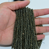 Usine en gros 3mm à facettes pyrite naturelle perles de pierres précieuses en vrac pour bijoux à bricoler soi-même perles de pierre