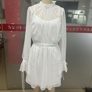 Vestido Mini Personalizado Blanco Semitransparente <span class=keywords><strong>de</strong></span> Manga Larga para Mujer, Vestidos <span class=keywords><strong>de</strong></span> Gasa para Damas - Product Image 5