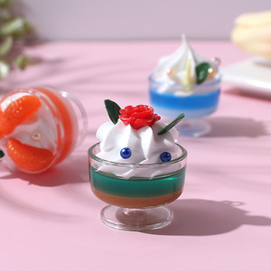 Miniature simulated <b>ice</b> cream dessert cup <b>chain</b> keychain backpack schoolbag ornaments street vendor small commodities gifts - Product Image 1