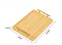 Minimalistische ronde bamboe serveerschaal met handvat voor thuis, hotel, thee, fruit, cake, snacks, groothandel bamboe theeschotel