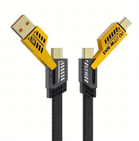 1M 4-en-1 PD en alliage de zinc USB C Type C câble de chargeur tressé 65W 27W charge rapide téléphone multifonction câble de données USB