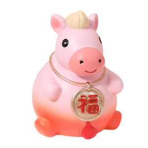 ชุดรูปปั้นม้าเรซิ่นนำโชค หลายชิ้น ของตกแต่งโต๊ะปีใหม่จีน ของขวัญเสริมฮวงจุ้ยสำหรับสำนักงาน - Product Image 5