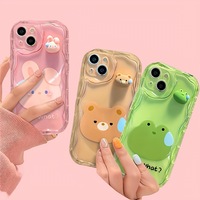 Coque personnalisable anti-choc motif lapin de dessin animé ondulé crème, très populaire, pour iPhone 18 17 Pro Max, en TPU+PC, mignonne pour filles, protection intégrale