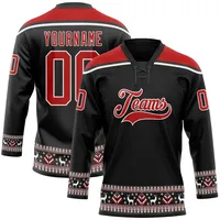 Uniforme de hockey sur glace personnalisé en gros, broderie en sergé, col ras du cou, jersey de hockey sur glace canadien de Toronto bleu et rouge