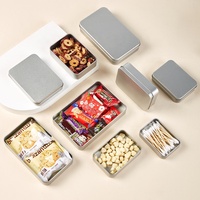 Emballage de boîte en métal rectangulaire de tailles multiples personnalisé avec bonne performance d'étanchéité mini boîte de cadeau de bonbon avec couvercle ouvert