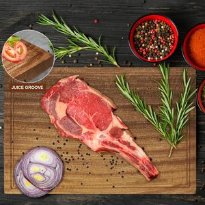 Planche à découper en bois massif écologique, épaisse et robuste, pour la cuisine, surface antidérapante pour la viande et les légumes, en gros - Product Image 3
