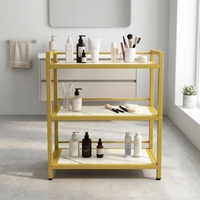 Étagère de cuisine à 3 niveaux en faux marbre, meuble de rangement en métal, table d'appoint autoportante pour salon