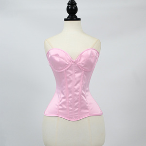 Corset élégant sans bretelles en satin brillant, coupe cœur, avec bonnets moulés et taille gainante pour mariages et banquets formels - Product Image 2
