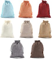 Sac cadeau à logo personnalisé avec cordon de serrage de couleur mélangée pochette à bijoux sacs en toile de jute pour les faveurs de fête de mariage bricolage artisanat