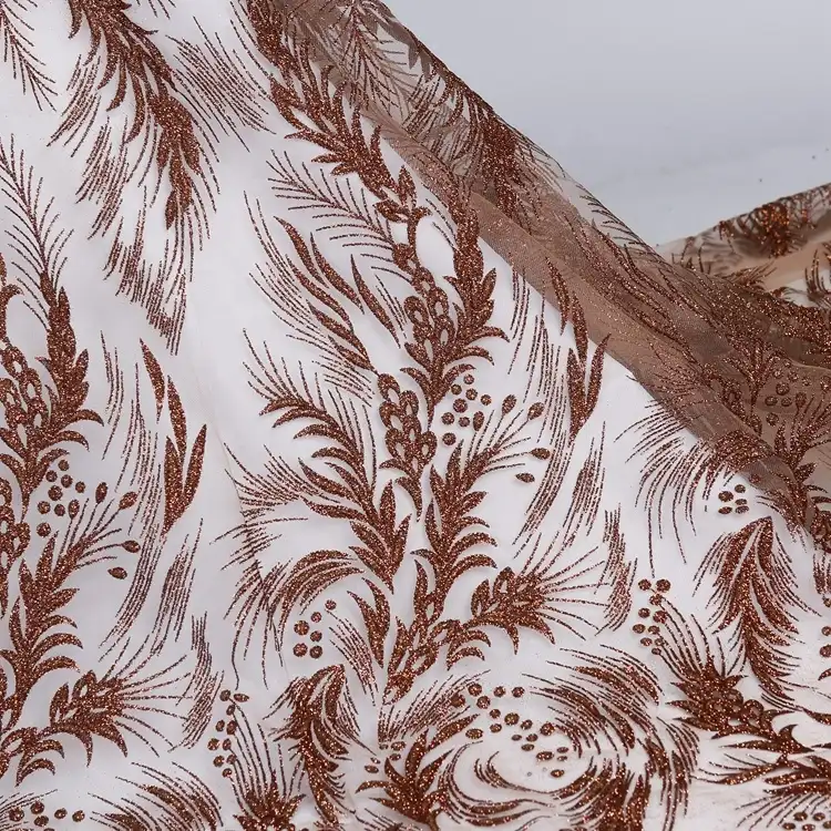 2021 yeni zarif öğe lüks nakış renkli glitter dantel kumaş kadınlar için gelin elbise