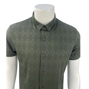 7 boutons 75% Nylon 25% Spandex Diamant Motif Polo En Gros Slim Fit Homme D'affaires Chemise - Product Image 5