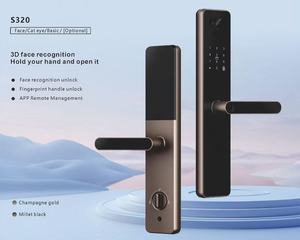 Serrure de <span class=keywords><strong>porte</strong></span> intelligente S320 avec déverrouillage par reconnaissance faciale 3D et empreinte digitale, réseau IP pour la protection de la sécurité domestique sur <span class=keywords><strong>porte</strong></span> en bois - Product Image 4