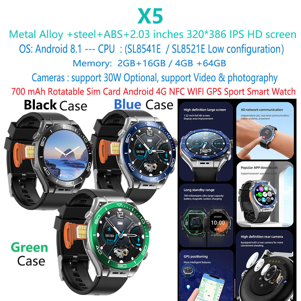 X5-android-tarjeta-sim-4g-5G-reloj-inteligente-smartwatch