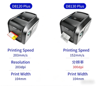 Imprimante d'étiquettes thermiques et à transfert thermique 300 DPI pour la logistique, les hôpitaux et la vente au détail - Urovo D8130 Plus en stock, garantie 1 an