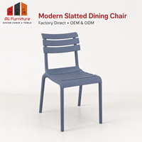 Chaise d'appoint minimaliste en plastique, dossier creux à trois lattes, cadre latéral intégré, légère et écologique, pour intérieur et extérieur
