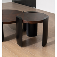 Mesa de Centro Moderna de Madera Maciza para Sala de Estar, Acabado en Chapa de Fresno, Tres Patas, Multifuncional, con Almacenamiento, Juego de Muebles para el Hogar
