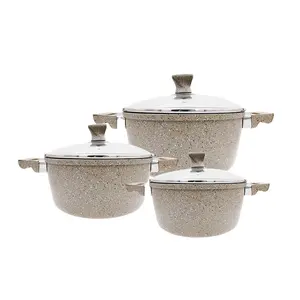 Cooking soup pots set casserole antiadhesive en aluminium blanc lot de 3 marmite et assiettes ensemble marmites de cuisson