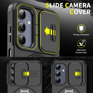 เคสโทรศัพท์กันกระแทกแบบหนาพิเศษ ทนทาน พร้อมฝาปิดเลนส์กล้องแบบเลื่อน สำหรับ Samsung S26 Ultra S25 S24 S23 A07 A06 A16 A36 A55 พร้อมขาตั้งวงแหวน - Product Image 2