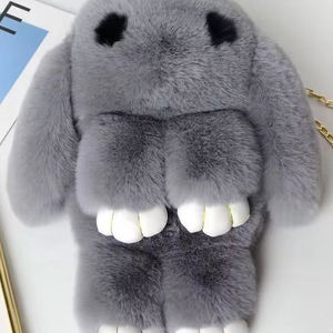 Bolso de Peluche de Conejo al por Mayor, Bolso Colorido de Moda, Lindo Bolso de Mano de Peluche de Conejo con Cadena Metálica, Regalo para Niñas - Product Image 1