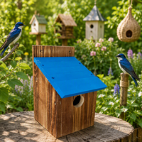Nichoir en bois massif pour oiseaux, nichoir suspendu pour l'extérieur, nichoir pour oiseaux bleus pour jardin, patio, cour