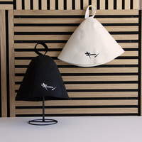 Gorro de Sauna de Fieltro Reciclado Ecológico Blanco Ink Line, Venta al por Mayor, Logotipo Personalizado, Directo de Fábrica, Gorro para Baño de Vapor y Spa