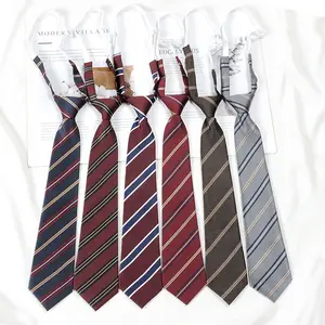 Lady Fashion Easy Small Necktie College Style Girls Student School Uniform Accessory Polyester Stripe Jk Tie