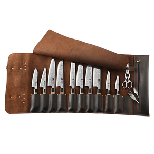 新しいデザインのクレイジーホースレザーバックパックプロフェッショナルシェフナイフロールバッグ11スロットポータブル収納ポーチ - Product Image 3