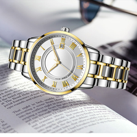 Montre de luxe à quartz 41 mm, chiffres romains, affichage de la date, cadran à aiguilles, verre, bracelet en acier inoxydable, étanche