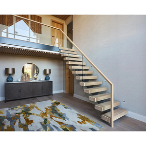 Escalier suspendu en usine de Foshan Escalier en bois de verre Garde-corps en verre sans cadre Escaliers flottants - Product Image 2